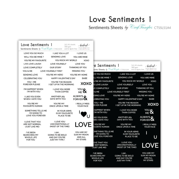 CrafTangles Sentiment Sheets - Love Sentiments 1 (2 sheets of A4)