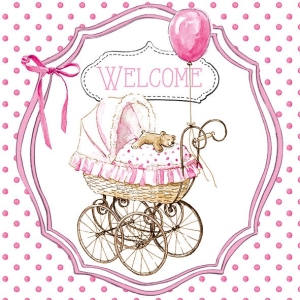 German Decoupage Napkins (5 pcs) - Welcome Baby girl