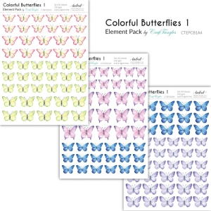 CrafTangles Elements Pack - Colorful Butterflies 1 (3 sheets of A4)