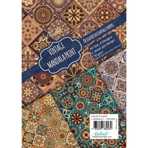 CrafTangles Decoupage Paper Pack - Vintage Mandala Print (A4) - 4 sheets