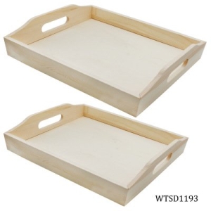 Wooden Rectangle Tray for Decoupage (Set of 2)