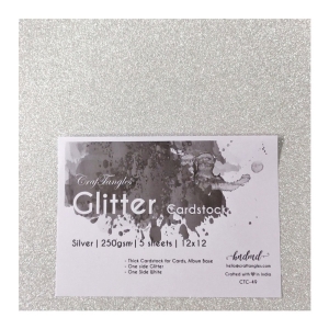 CrafTangles Glitter Cardstock (Set of 5 sheets) - Silver