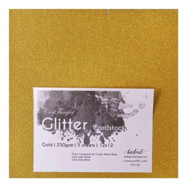 CrafTangles Glitter Cardstock (Set of 5 sheets) - Gold