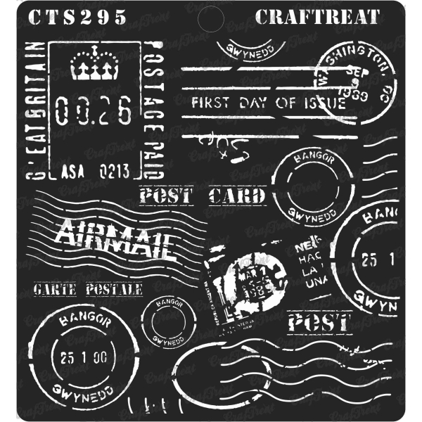 CrafTreat 6"x6" Stencil - Postal