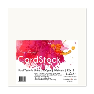 CrafTangles cardstock 12" by 12" (300 gsm) (Set of 10 sheets) - Dual Textured White