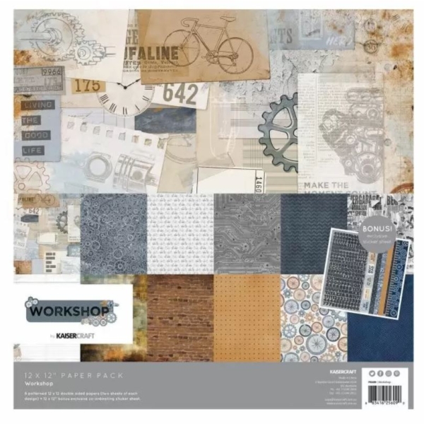 Kaisercraft Paper Pad 12"X12" 12/Pkg - Workshop