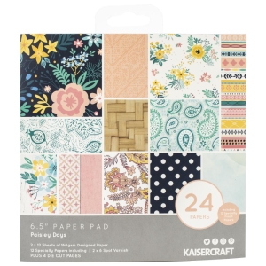 KaiserCraft paper pad - Paisley Days (6.5 by 6.5 inch) - 36 sheets plus 4 die cut sheets