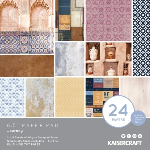 KaiserCraft paper pad - Journey (6.5 by 6.5 inch) - 36 sheets plus 4 die cut sheets