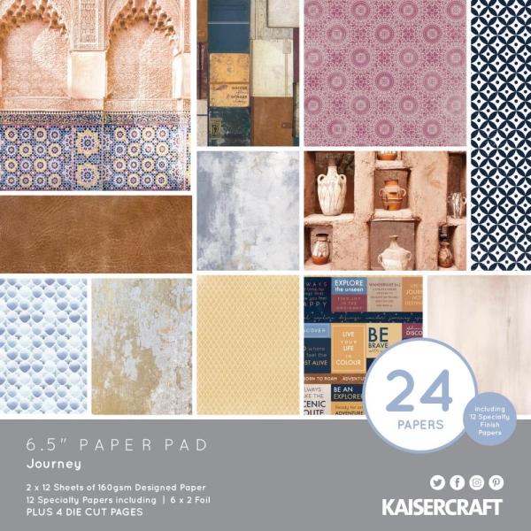 KaiserCraft paper pad - Journey (6.5 by 6.5 inch) - 36 sheets plus 4 die cut sheets