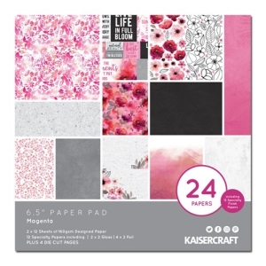 KaiserCraft paper pad - Magenta (6.5 by 6.5 inch) - 36 sheets plus 4 die cut sheets