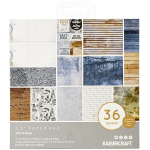 KaiserCraft paper pad - Workshop (6.5 by 6.5 inch) - 36 sheets plus 4 die cut sheets