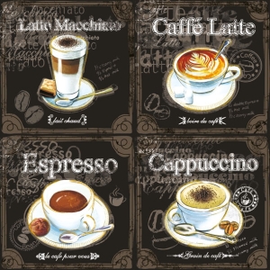 German Decoupage Napkins (5 pcs) - Types of Coffee