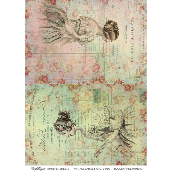 CrafTangles A4 Transfer It Sheets - Vintage Ladies 1