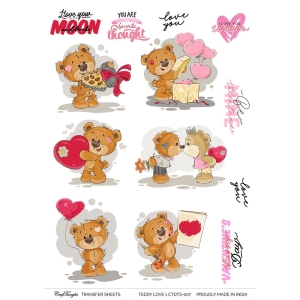 CrafTangles A4 Transfer It Sheets - Teddy Love 1