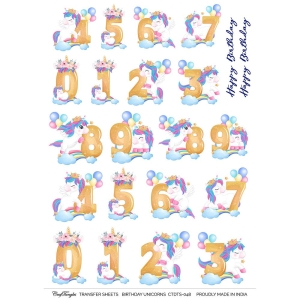 CrafTangles A4 Transfer It Sheets - Birthday Unicorns