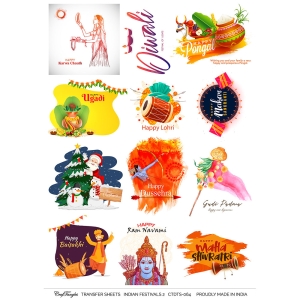 CrafTangles A4 Transfer It Sheets - Indian Festivals 2