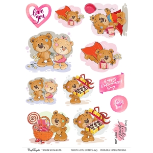 CrafTangles A4 Transfer It Sheets - Teddy Love 2