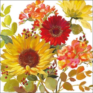 German Decoupage Napkins (5 pcs) - Sunny Flowers Cream