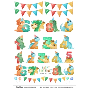 CrafTangles A4 Transfer It Sheets - Birthday Dinosaurs