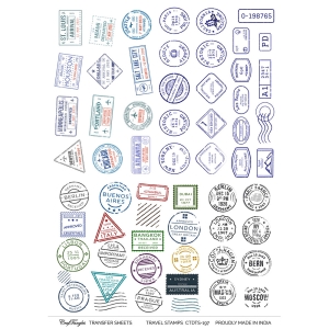 CrafTangles A4 Transfer It Sheets - Travel Stamps