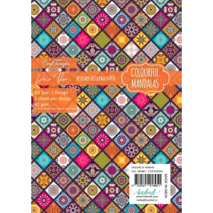 CrafTangles Deco Thin Decoupage Paper A3 (45 gsm) - Colourful Mandalas - 2 sheets