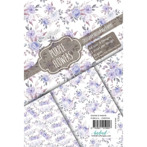 CrafTangles Decoupage Paper Pack - Purple Flowers (A4) - 4 sheets