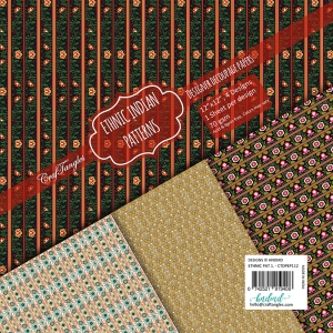 CrafTangles Decoupage Paper Pack - Ethnic Indian Patterns 1 (12 by 12 inch) - 4 sheets