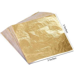 Gilding Foil Leaves - Gold (Pack of 25 leaves) - 3by3 inch