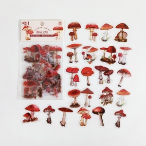 Clear PET Flowers Stickers (40 pcs) - Mushrooms