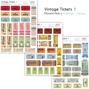 CrafTangles Elements Pack - Vintage Tickets 1 (3 sheets of A4)