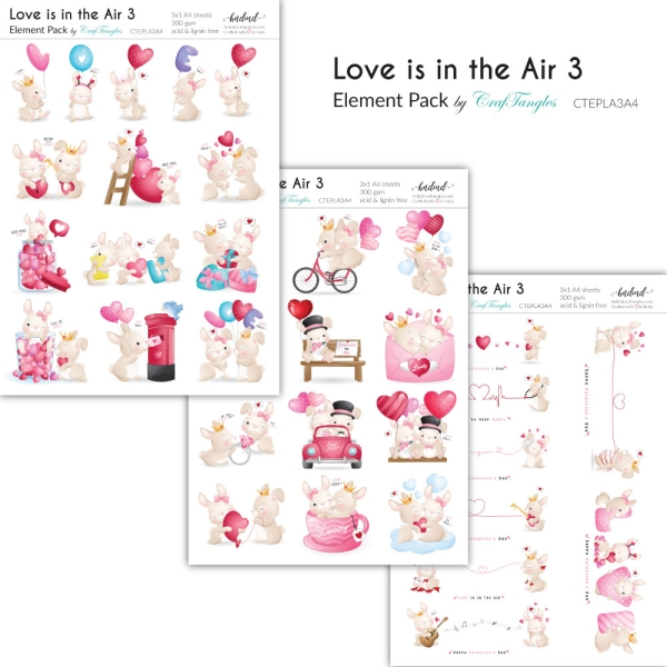 CrafTangles Elements Pack - Love is in the Air 3 (3 sheets of A4)