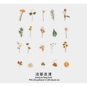 Box Clear PET Flowers Stickers (40 pcs) - Orange Flowers