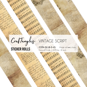 CrafTangles Journal Sticker Rolls (Pack of 5 designs) - Vintage Script