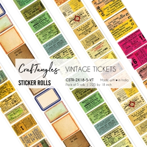 CrafTangles Journal Sticker Rolls (Pack of 5 designs) - Vintage Tickets