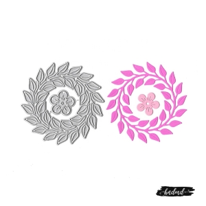 Steel Dies - Leaf Wreath with Flower (Set of 2 dies)