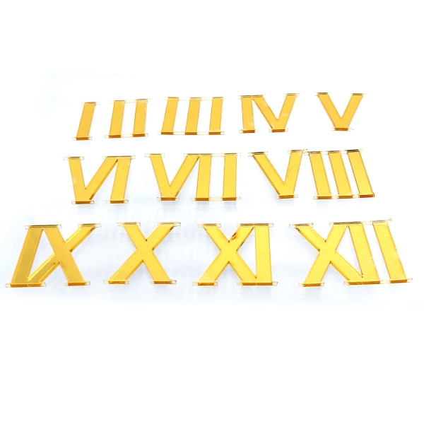 Acrylic Roman Number For Clock Gold (12 pcs)