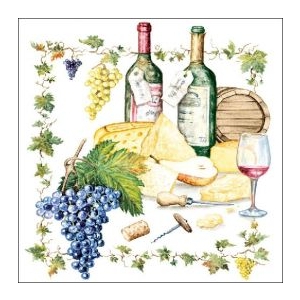 German Decoupage Napkins (5 pcs) - Wine and Cheese