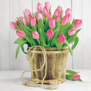 German Decoupage Napkins (5 pcs) - Tulips in a Bucket