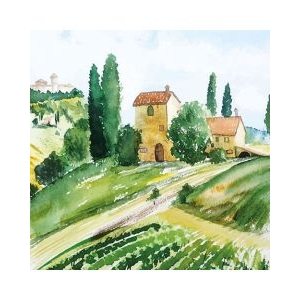 German Decoupage Napkins (5 pcs) - Tuscany Watercolor