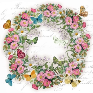 German Decoupage Napkins (5 pcs) - Wreath of Flowers