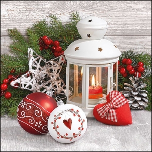 German Decoupage Napkins (5 pcs) - White Lantern (Christmas)