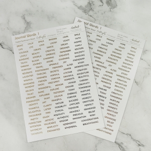 CrafTangles Foiled Sentiment Sheets (White and Gold) - Journal Words 1 (2 sheets of A5)