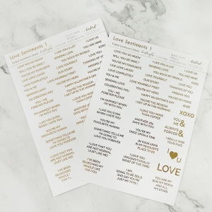 CrafTangles Foiled Sentiment Sheets (White and Gold) - Love Sentiments 1 (2 sheets of A5)