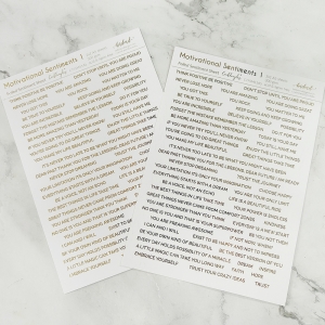 CrafTangles Foiled Sentiment Sheets (White and Gold) - Motivational Sentiments 1 (2 sheets of A5)