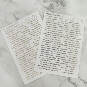 CrafTangles Foiled Sentiment Sheets (White and Gold) - Travel Sentiments 1 (2 sheets of A5)