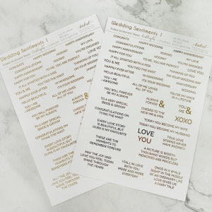 CrafTangles Foiled Sentiment Sheets (White and Gold) - Wedding Sentiments 1 (2 sheets of A5)