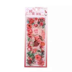 Clear PET Flowers Stickers (4 sheets) - Red Flowers