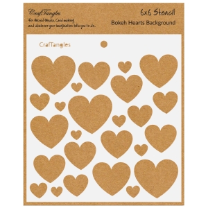 CrafTangles 6"x6" Stencil - Hearts Bokeh Background