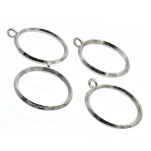 Metal Bezels or pendant for UV Resin (Pack of 4) - Silver (JRDA19)