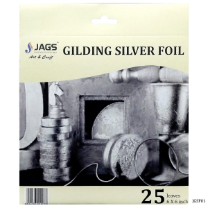 Gilding Foil Leaves - Silver (Pack of 25 leaves) - 6 by 6 inch